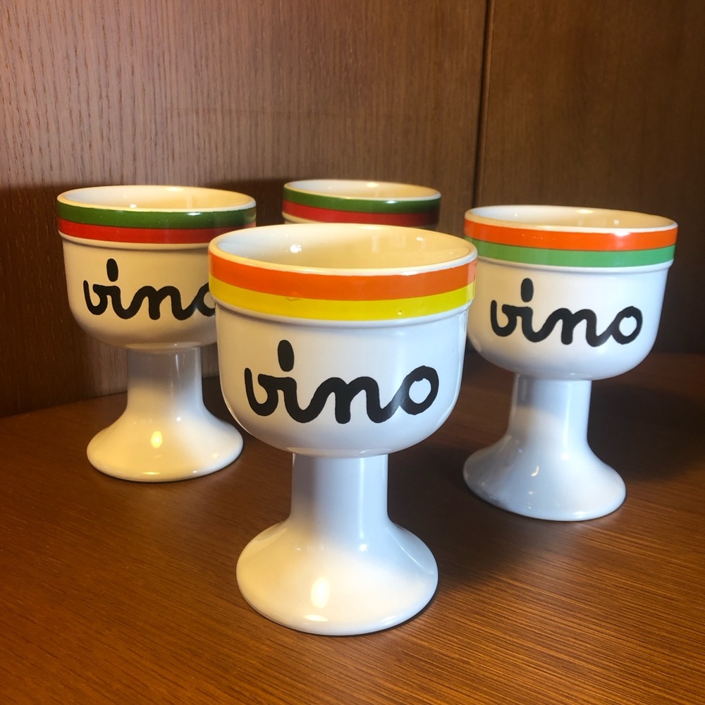 Set Of 4 Vintage Baldelli Italy Vino Goblets ✨ Mid Century Modern Japan